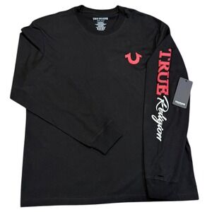 True Religion Long Sleeve T-Shirt Mens Large Black NWT Buddha Graphic Tee